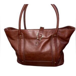Faux Leather Brown Shopper Tote
